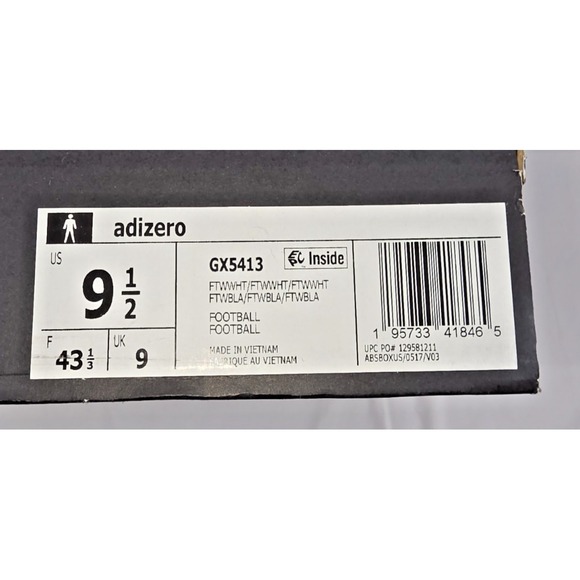 Adidas ADIZERO Football Cleats Mens Size 9.5 Triple White Iridescent Brand New - Picture 10 of 11